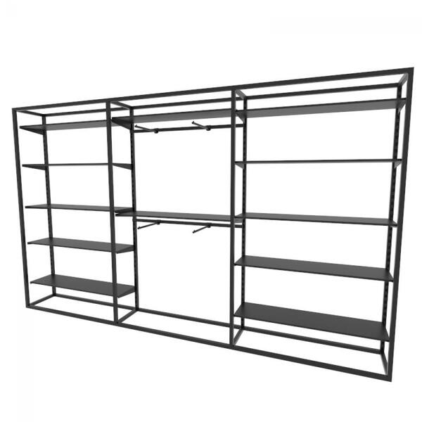 Arara Closet, Estilo Industrial, Guarda Roupas Aberto Com 45