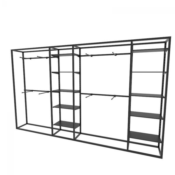 Arara Closet, Estilo Industrial, Guarda Roupas Aberto Com 46