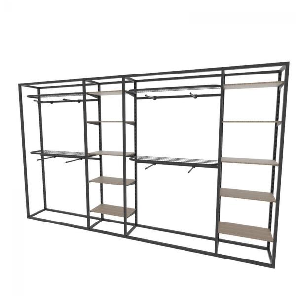 Arara Closet, Estilo Industrial, Guarda Roupas Aberto Com 50