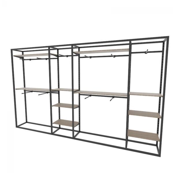 Arara Closet, Estilo Industrial, Guarda Roupas Aberto Com 52