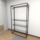 Arara Closet, Estilo Industrial, Guarda Roupas Aberto Com 5 P