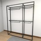 Arara Closet, Estilo Industrial, Guarda Roupas Aberto Com 6 P
