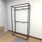 Arara Closet, Estilo Industrial, Guarda Roupas Aberto Com 7 P