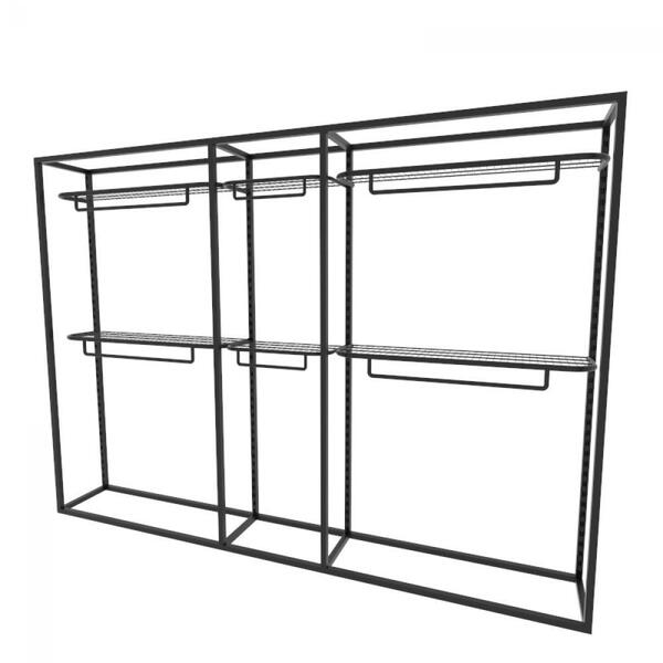 Arara Closet, Estilo Industrial, Guarda Roupas Aberto Com 9 P