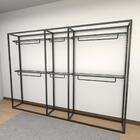 Arara Closet, Estilo Industrial, Guarda Roupas Aberto Com 9 P