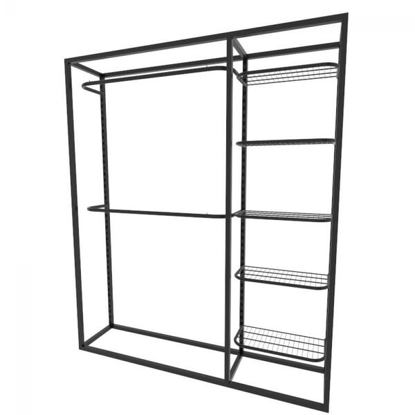 Arara Closet, Estilo Industrial, Guarda Roupas Aberto Com 9 P