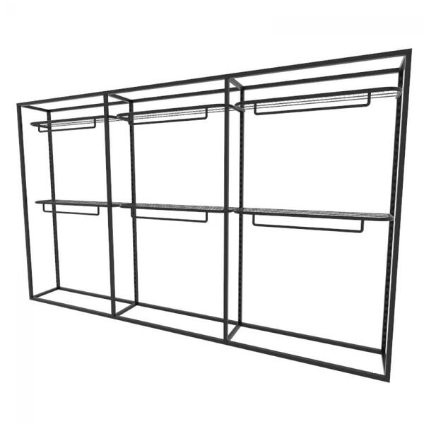 Arara Closet, Estilo Industrial, Guarda Roupas Aberto Com 9 P