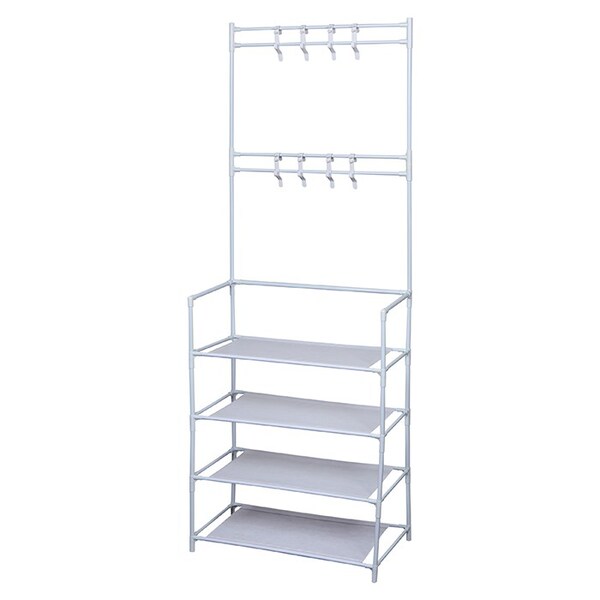 Arara Com 4 Prateleiras E 2 Cabides Multiuso Branca - Art Hou