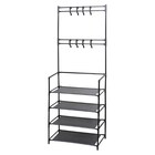 Arara Com 4 Prateleiras E 2 Cabides Multiuso Preta - Art House