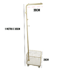 Arara Com Cesto Cabideiro Suporte Roda Chapeu Sapato Roupa Ra