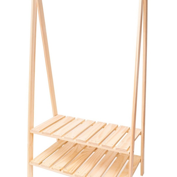 Arara Com Sapateira Em Madeira Natural De Pinus E Haste E Met