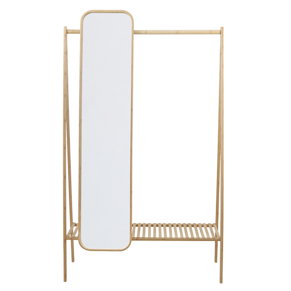 Arara De Bambu Com Espelho Móvel E Prateleira Oikos