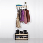 Arara De Parede Área De Serviço E Sapateira Pinus E Preto