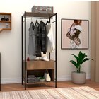 Arara De Roupas 1 Gaveta 3 Prateleiras Berlim  Preto/demolição