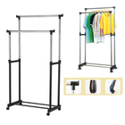 Arara De Roupas Cabideiro Duplo Sapateira Rodinhas Regulavel