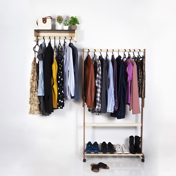 Arara De Roupas Com Porta Sapato E Arara De Parede Reforçada