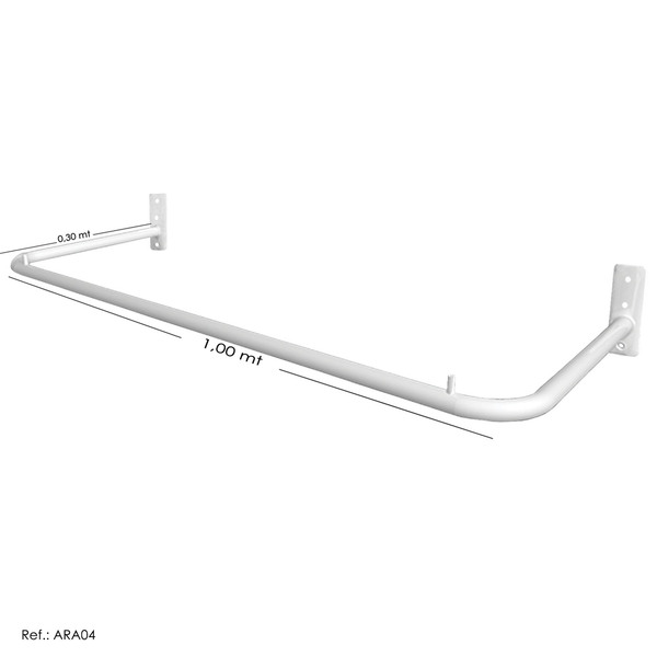 Arara De Roupas De Parede Branca - 1,00 X 0,28