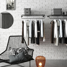 Arara de Roupas de Parede com Tela Metal Preto 120cm Zamar