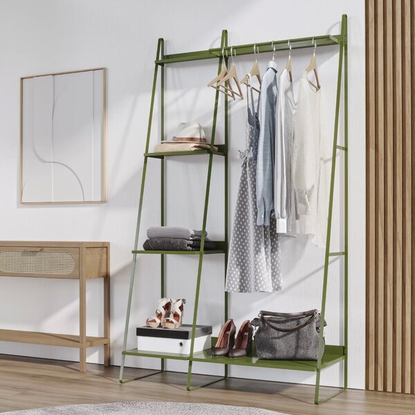 Arara De Roupas Em Aço Begônia Cabecasa Madeiraoriginals Verd