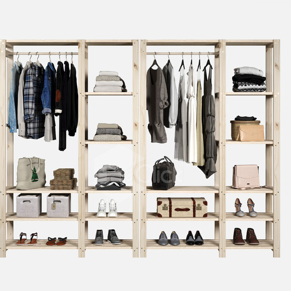 Arara Dupla  Organizadoradecorativa Madeira Pinus Moderna Kit