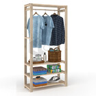 Arara Organizadora De Roupas Decorativa Madeira  Pinus Modern