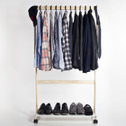 Arara Para Roupas Com Prateleira Sapateira Branco Altura Regu