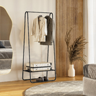 Arara para Roupas com Sapateira 170x67,8x23,2cm Preta Quebec Brasforma