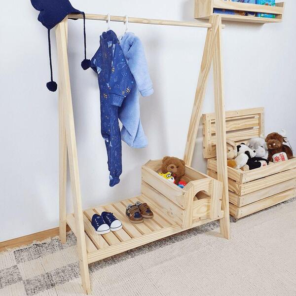 Arara Para Roupas Slim Pq 120a X 85l X 44p Em Madeira De Pinu