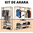 Arara Tripla Com 9 Prateleiras + Cabideiro Aberto Junto A 3 S