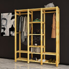 Arara Tripla Organizadora Decorativa Madeira Rustica Moderna