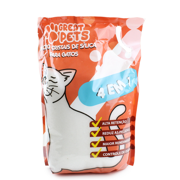 Areia Sílica Fina Para Gatos Higiênica Great Pets 1,6kg