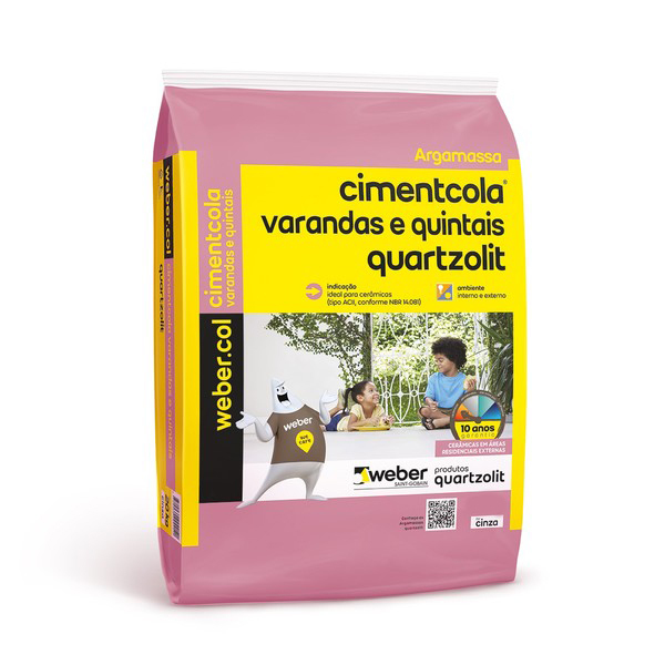 Argamassa ACII Interno e Externo Cinza 15kg Quartzolit