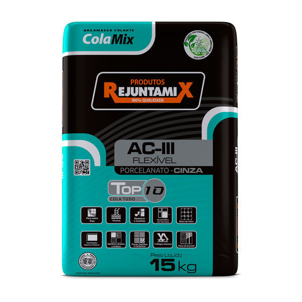 Argamassa ACIII Interno e Externo Cinza 15kg Rejuntamix