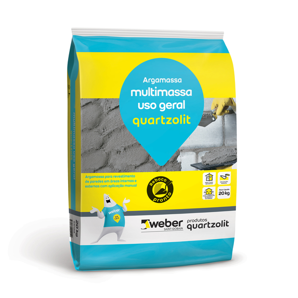 Argamassa Interno e Externo Cinza 20kg Quartzolit