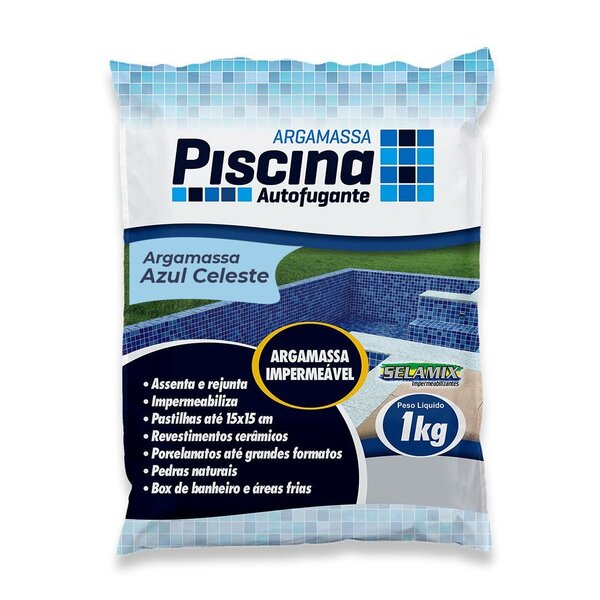 Argamassa Piscina Aut. Impermeável Cor Azul Celeste  1kg