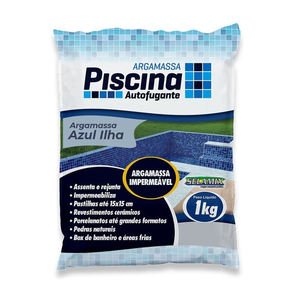 Argamassa Piscina Aut. Impermeável Cor Azul Ilha 1kg