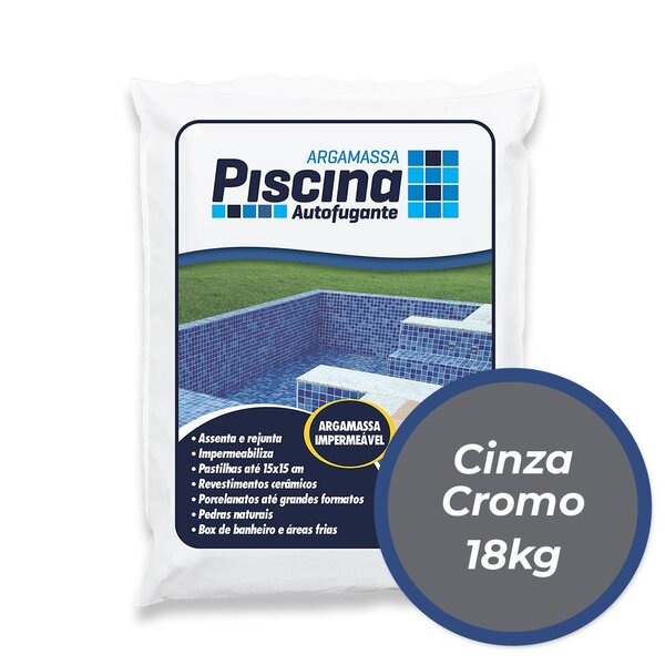 Argamassa Piscina Aut. Impermeável Cor Cinza Cromo 18kg