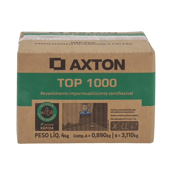 Argamassa Polimérica Impermeabilizante Semiflexível Axton Top1000 4kg Cinza
