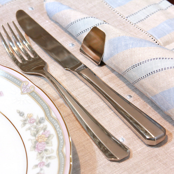 Argola Anel Para Guardanapo De Pano Inox Escovado - 6 Peças