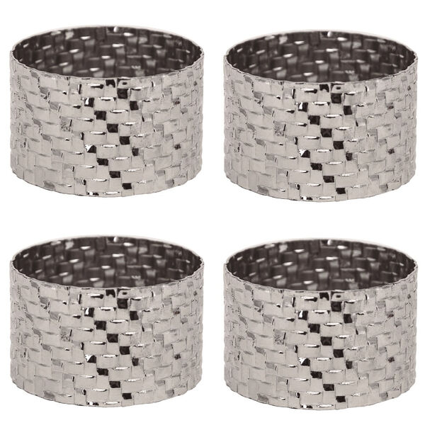 Argolas (4) Unidades Para Guardanapo Trama Cor Prata