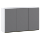 Armário 120cm Branco 3 Portas Cinza Puro 75x120x36,5cm Pérola-Suprema Luciane