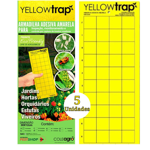 Armadilha Adesiva Yellow Trap Insetos Voadores 5 Unidades