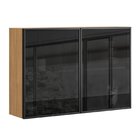 Armário 1200 2 Portas Com Vidro Art Freijó / Preto