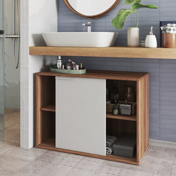 Armário 1 Porta 2 Nichos Mdp 15mm Castanho/branco