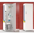 Armário 1 Porta Lavanderia Branco 4 Rodinhas Multiusos