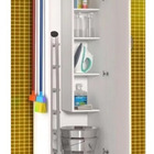 Armário 1 Porta Lavanderia Branco 4 Rodinhas Multiusos