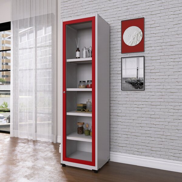 Armário 1 Portas Com Moldura 4 Prateleiras Ap190sl Aço