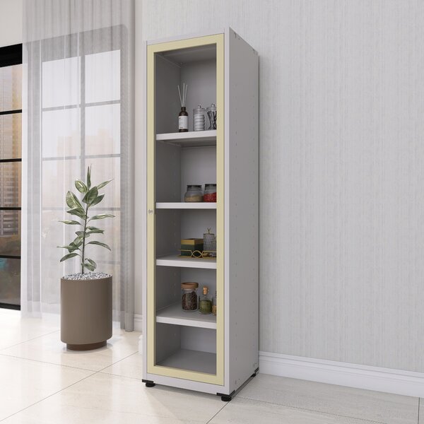 Armário 1 Portas Com Moldura 4 Prateleiras Ap190sl Aço