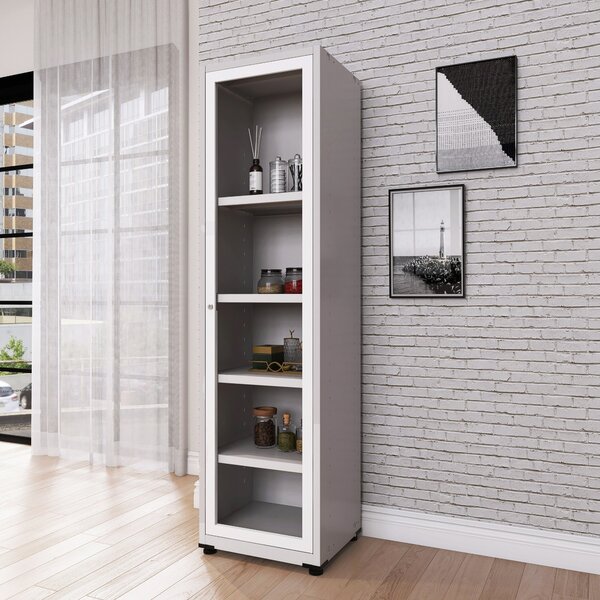 Armário 1 Portas Com Moldura 4 Prateleiras Ap190sl Aço