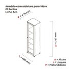 Armário 1 Portas Com Moldura 4 Prateleiras Ap190sl Aço